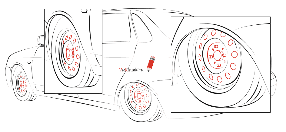 Как нарисовать диски для машины
